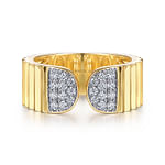 Diamond-Cut---14K-Yellow-Gold-Open-Ring-with-Diamond-Pave-End-Caps-and-Diamond-Cut-Texture1