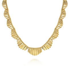 Diamond Cut - 14K Yellow Gold Textured Bib Necklace