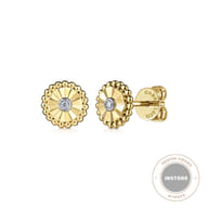 Diamond Cut - Stud Earrings 14K White and Yellow Gold Diamond 0.02ct