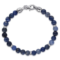 Diamonds Do Good 925 Sterling Silver 6mm Blue Sodalite Bead and Diamond Bracelet
