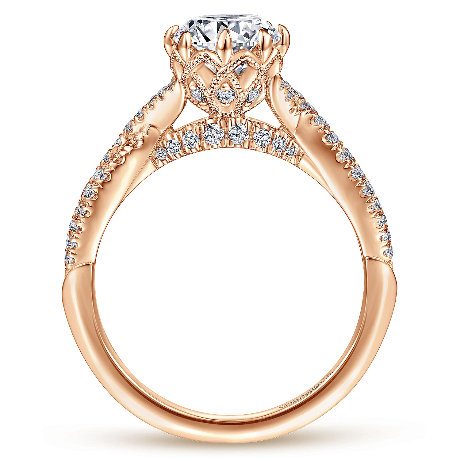 Dixon - 14K Rose Gold Round Diamond Engagement Ring - 0.36 ct - Shot 2