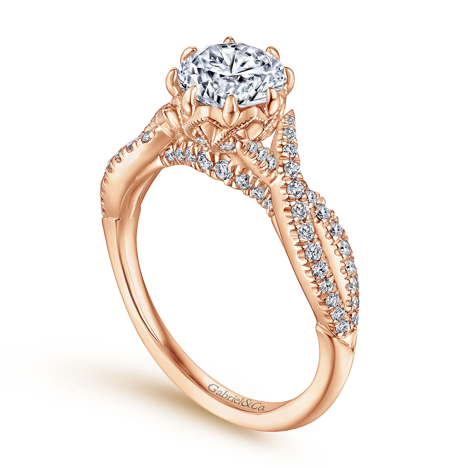 Dixon - 14K Rose Gold Round Diamond Engagement Ring - 0.36 ct - Shot 3