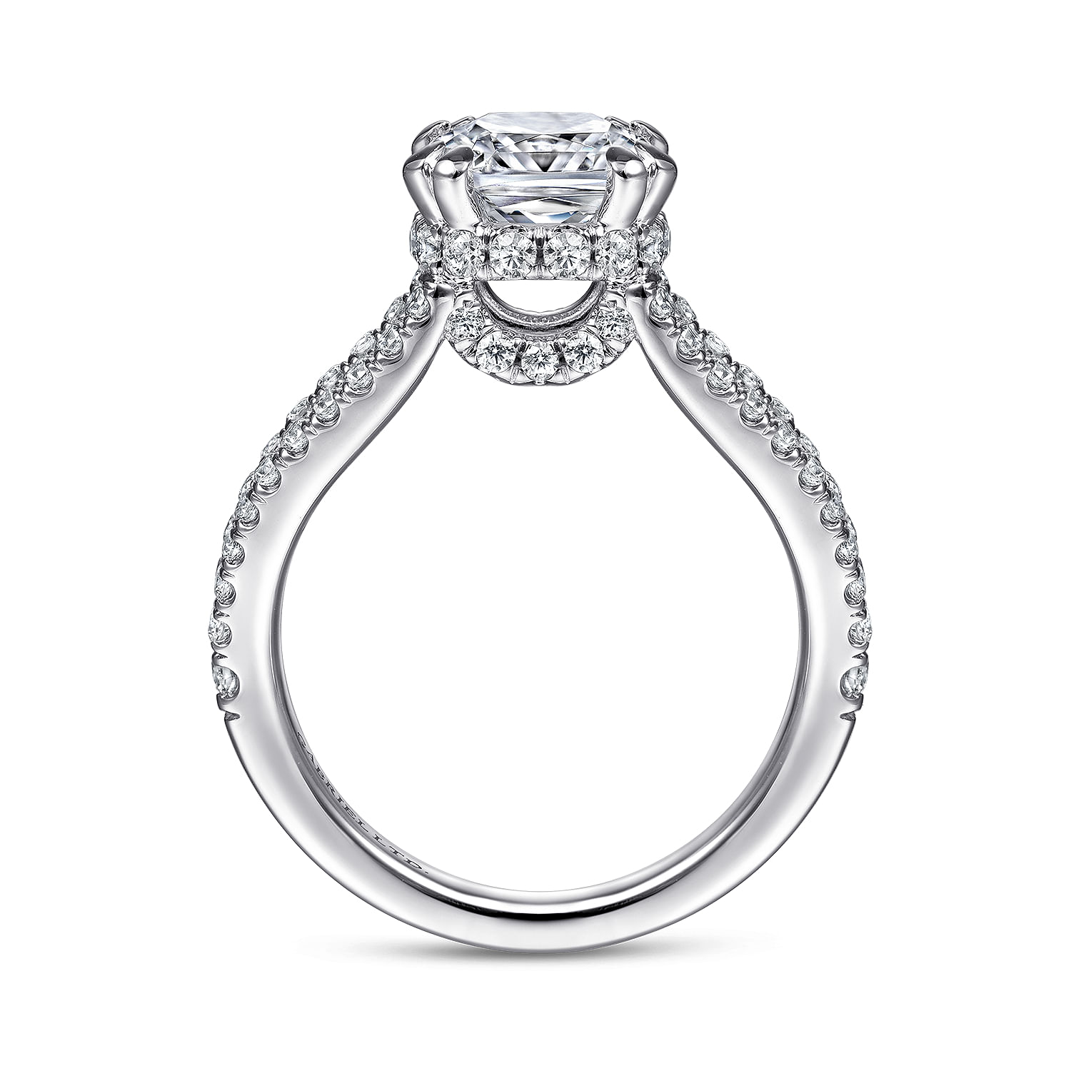 Dominga - 18K White Gold Cushion Cut Split Shank Diamond Engagement Ring