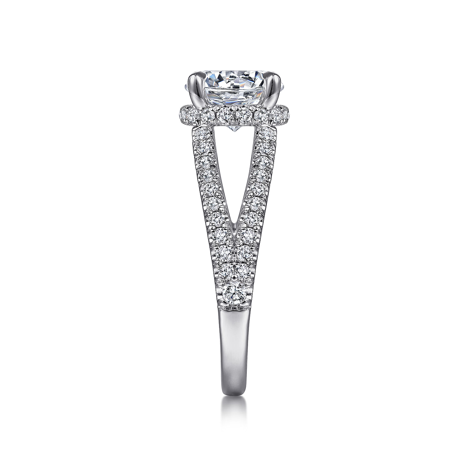 Dominga - 18K White Gold Round Split Shank Diamond Engagement Ring