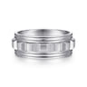 Dominick - 14K White Gold 8mm - Diamond Cut Inner Channel Rounded Edge Men's Wedding Band in High Polished Finish