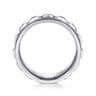 Dominick - 14K White Gold 8mm - Diamond Cut Inner Channel Rounded Edge Men's Wedding Band in High Polished Finish