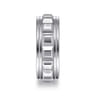 Dominick - 14K White Gold 8mm - Diamond Cut Inner Channel Rounded Edge Men's Wedding Band in High Polished Finish