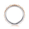 Dominick - 14K White-Rose Gold 8mm - Grommet Inlay Men's Two Tone Wedding Band