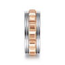 Dominick - 14K White-Rose Gold 8mm - Grommet Inlay Men's Two Tone Wedding Band