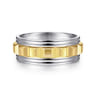 Dominick - 14K White-Yellow Gold 8mm - Grommet Inlay Men's Two Tone Wedding Band