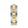 Dominick - 14K White-Yellow Gold 8mm - Grommet Inlay Men's Two Tone Wedding Band