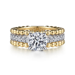 Dorian - 14K White-Yellow Gold Round Diamond Engagement Ring