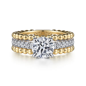 Dorian - 14K White-Yellow Gold Round Diamond Engagement Ring