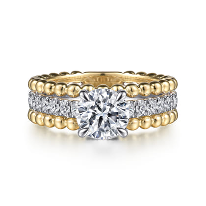 Dorian - 14K White-Yellow Gold Round Diamond Engagement Ring