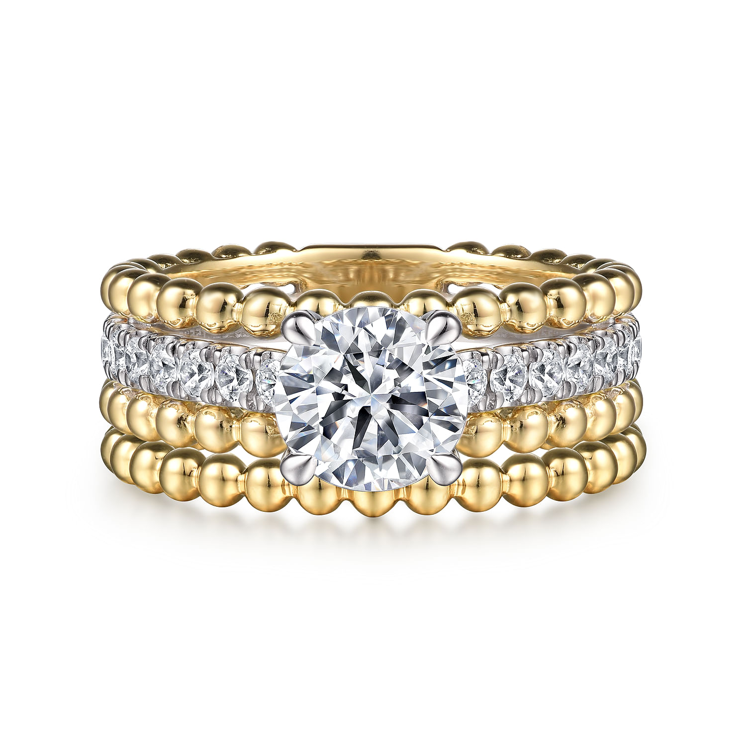Dorian - 14K White-Yellow Gold Round Diamond Engagement Ring