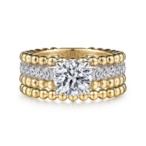 Dorian - 14K White-Yellow Gold Round Diamond Engagement Ring
