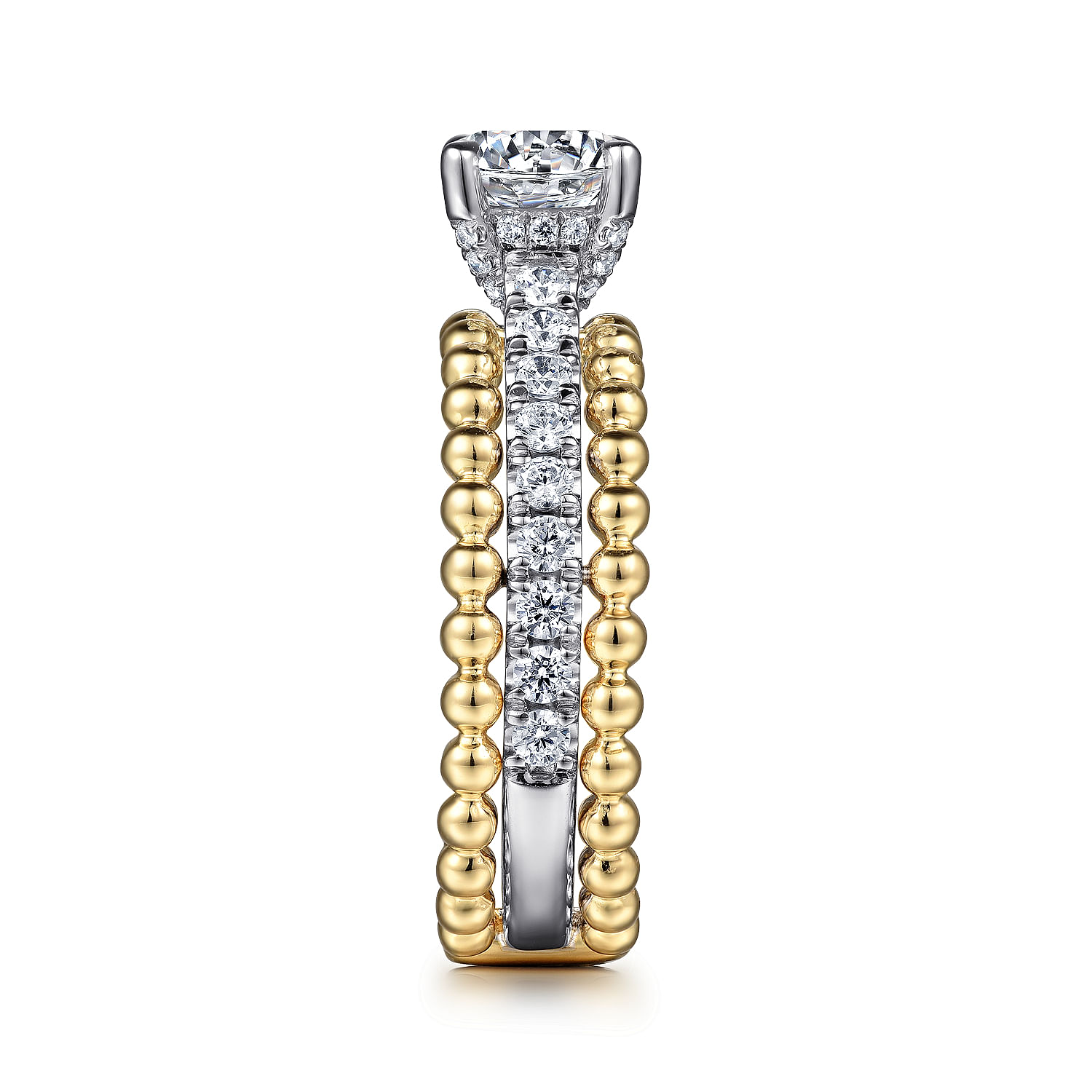 Dorian - 14K White-Yellow Gold Round Diamond Engagement Ring