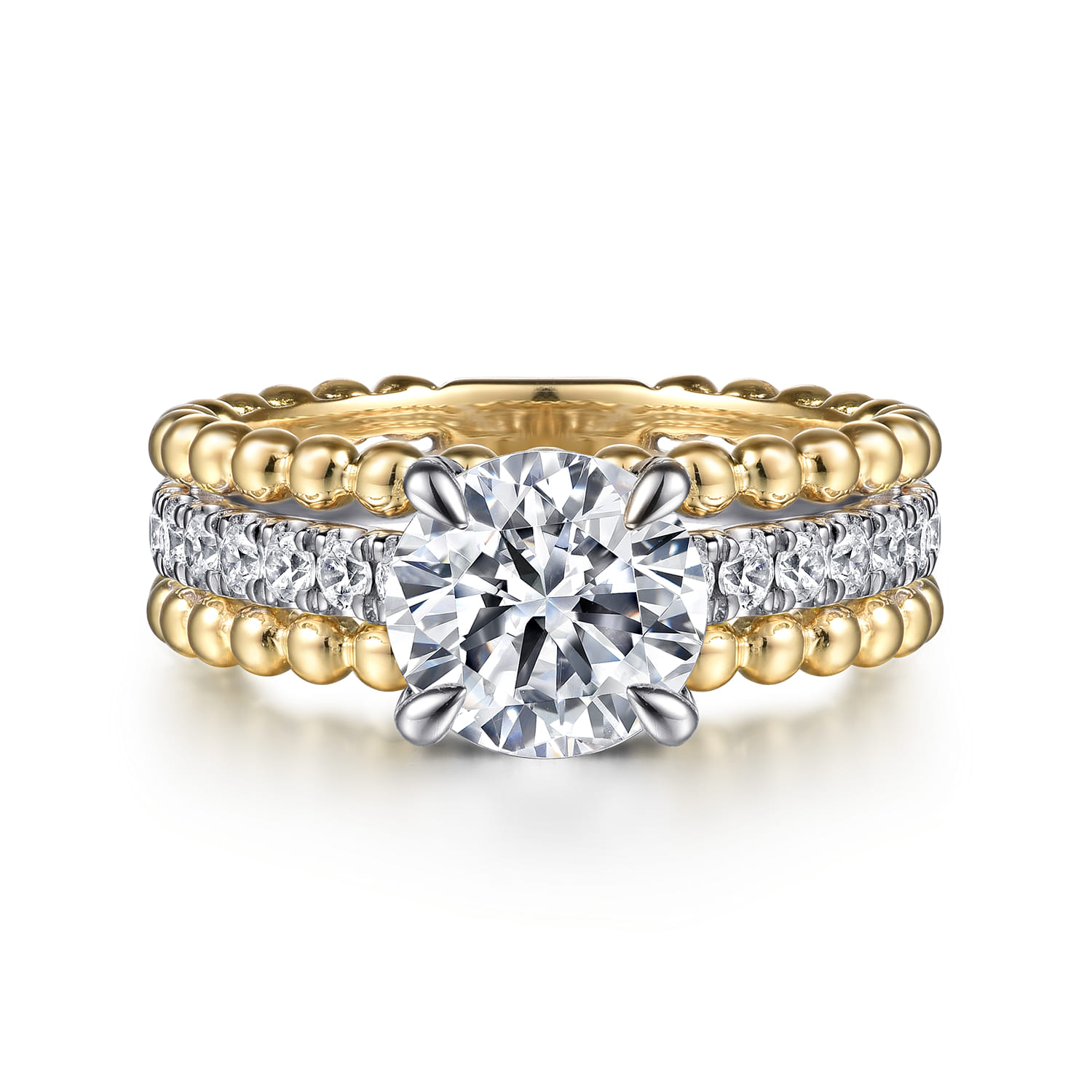 Dorian - 14K White-Yellow Gold Round Diamond Engagement Ring