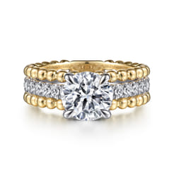 Dorian - 14K White-Yellow Gold Round Diamond Engagement Ring