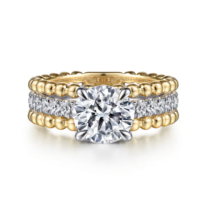 Dorian - 14K White-Yellow Gold Round Diamond Engagement Ring