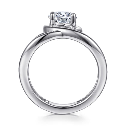 Dottie - 14K White Gold Bezel Prong Bypass Pear Shape Diamond Engagement Ring