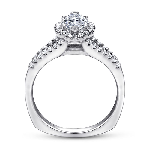 Drew - 14K White Gold Marquise Halo Diamond Engagement Ring - 0.38 ct - Shot 2