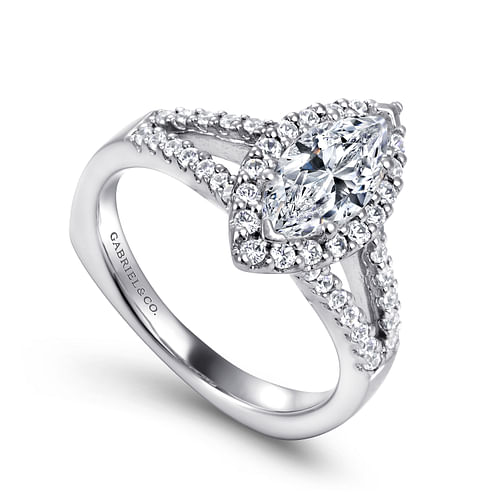 Drew - 14K White Gold Marquise Halo Diamond Engagement Ring - 0.38 ct - Shot 3