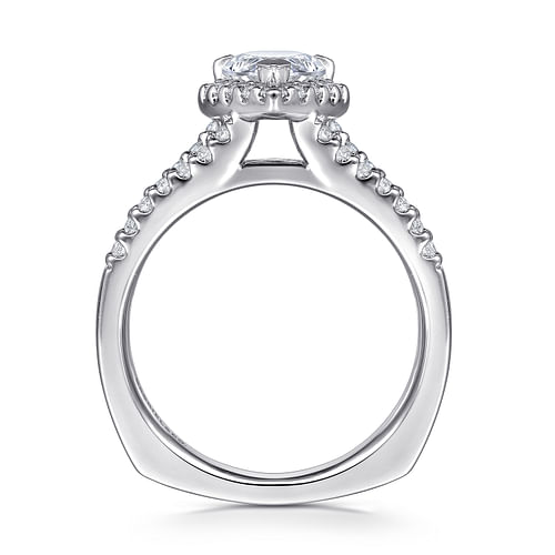 Drew - 14K White Gold Pear Shape Halo Diamond Engagement Ring - 0.37 ct - Shot 2