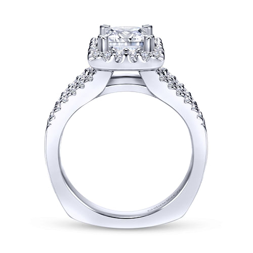 Drew - 14K White Gold Princess Halo Diamond Engagement Ring - 0.42 ct - Shot 2