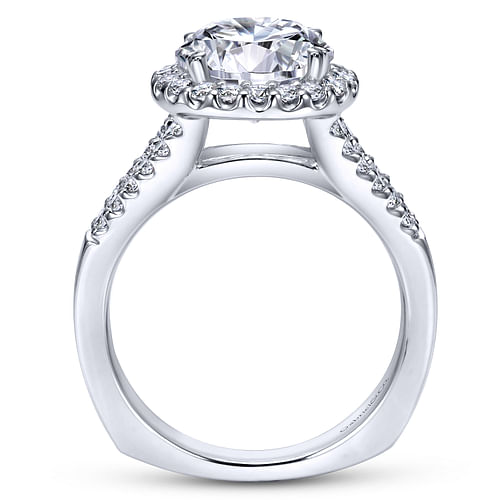 Drew - 14K White Gold Round Halo Diamond Engagement Ring - 0.81 ct - Shot 2