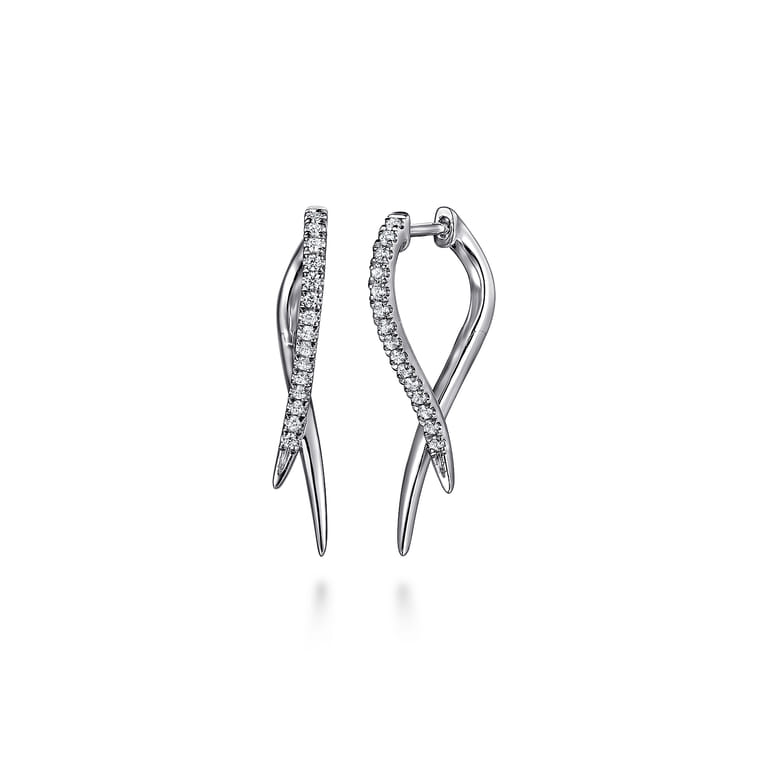 Drop Earrings 14K White Gold Diamond 0.18ct - 0.18 ct - Shot 1