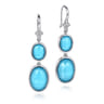 Drop Earrings 925 Sterling Silver Rock Crystal and Turquoise