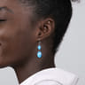Drop Earrings 925 Sterling Silver Rock Crystal and Turquoise
