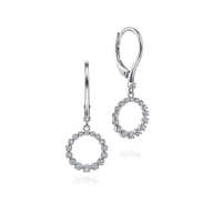 Drop Earrings Huggie 14K White Gold Diamond 0.25ct