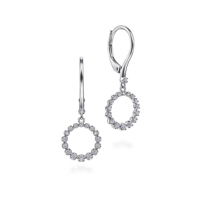 Drop Earrings Huggie 14K White Gold Diamond 0.25ct - 0.25 ct - Shot 1