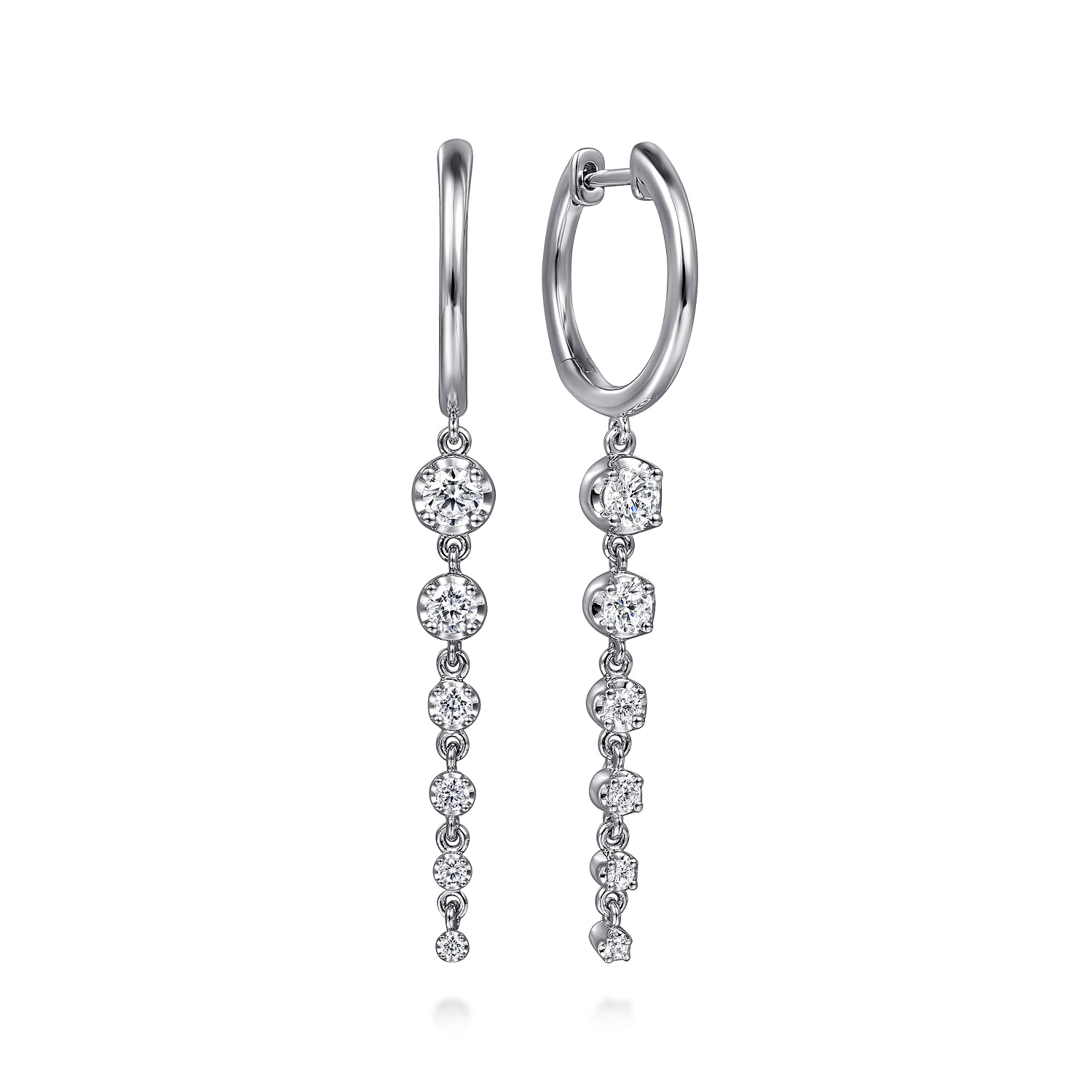 Drop Earrings Huggie 14K White Gold Diamond 0.75ct - 0.75 ct - Shot 1
