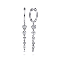 Drop Earrings Huggie 14K White Gold Diamond 0.75ct