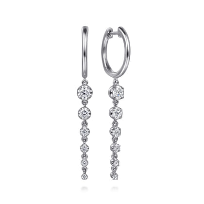 Drop Earrings Huggie 14K White Gold Diamond 0.75ct