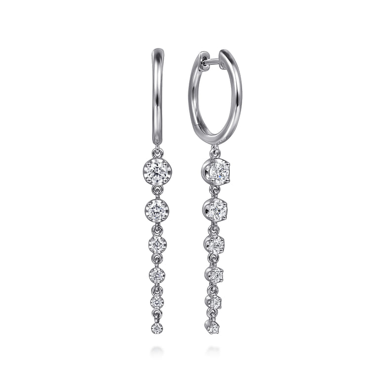 Drop Earrings Huggie 14K White Gold Diamond 0.75ct - 0.75 ct - Shot 1