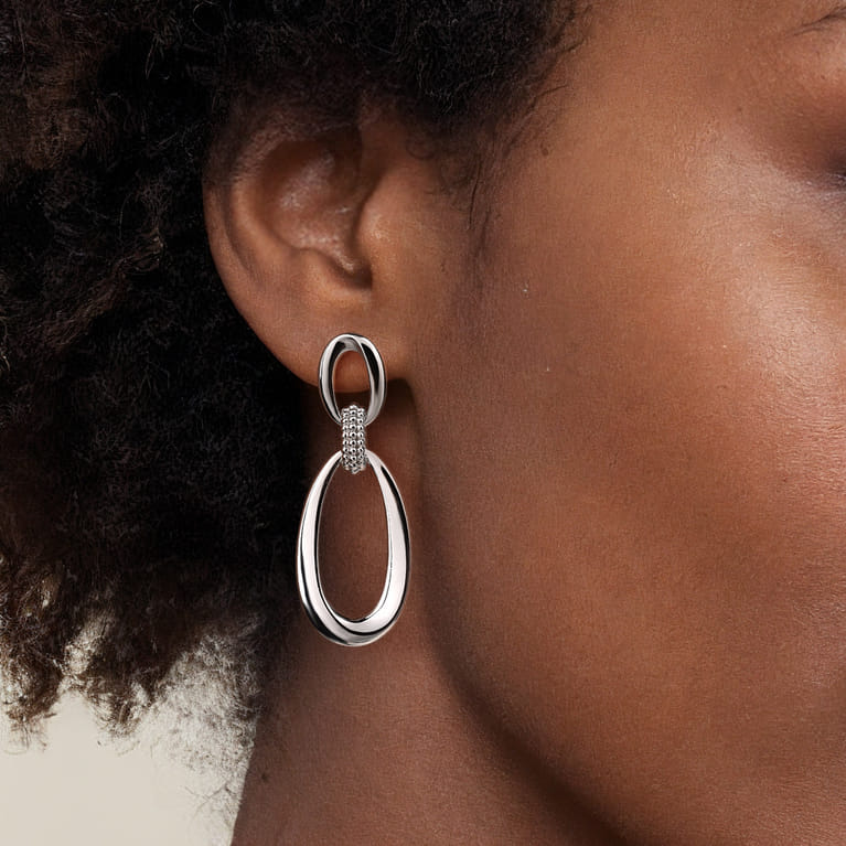 Drop Earrings Stud 925 Sterling Silver Bujukan - Shot 2