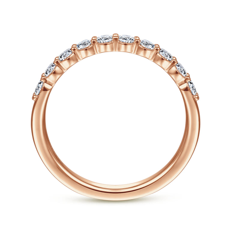 Straight Wedding Ring in 14k Rose Gold with Round Natural Diamond at Gabriel & Co. - Shot 2