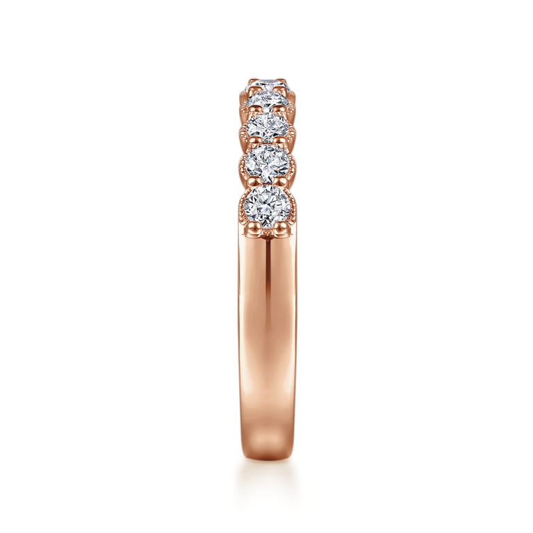 Straight Wedding Ring in 14k Rose Gold with Round Natural Diamond at Gabriel & Co. - Shot 4