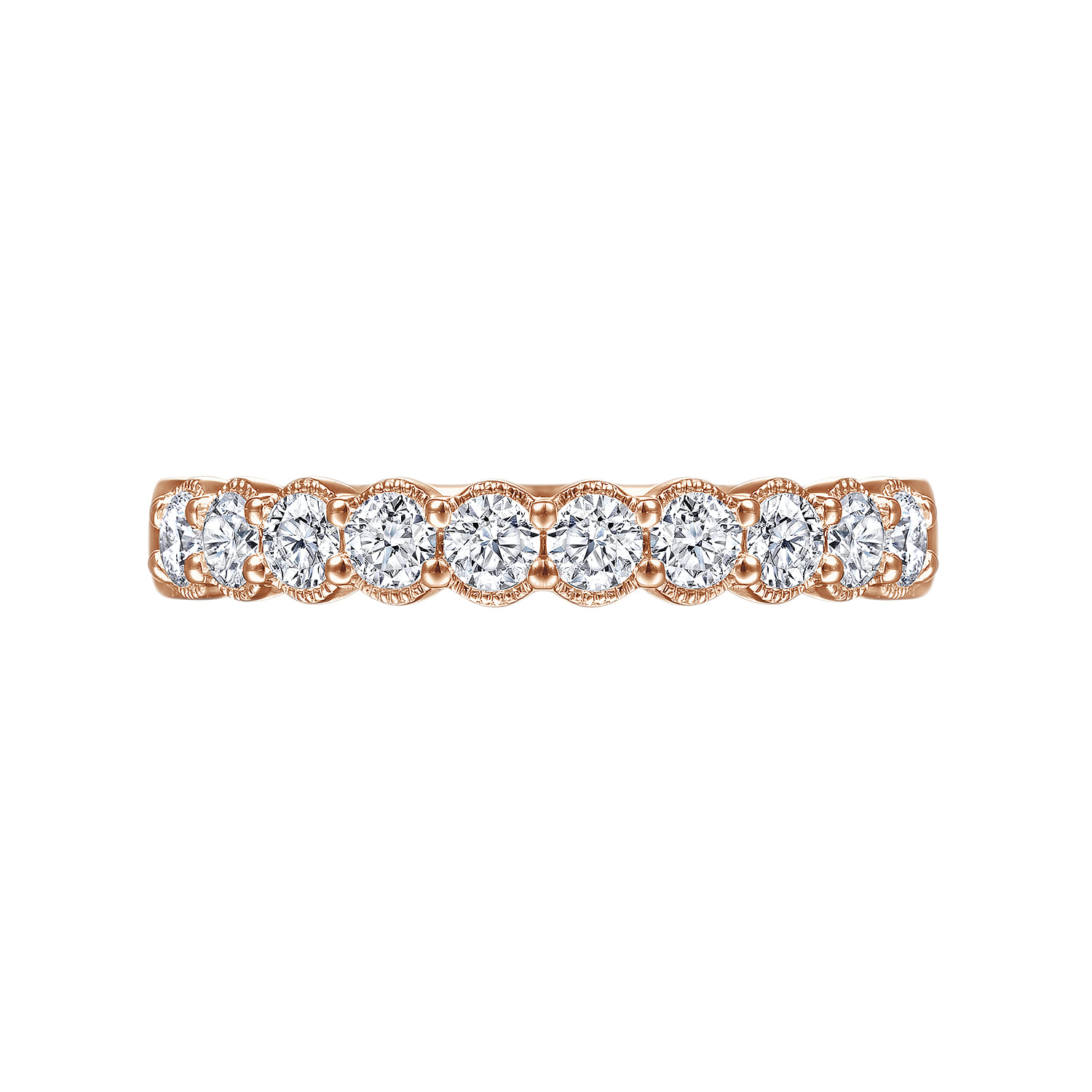 Straight Wedding Ring in 14k Rose Gold with Round Natural Diamond at Gabriel & Co. - Shot 5