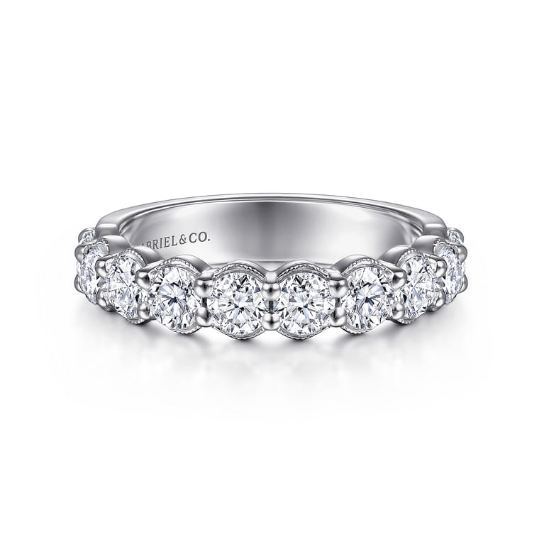 Straight Wedding Ring in 14k White Gold with Round Natural Diamond at Gabriel & Co. - Shot 1