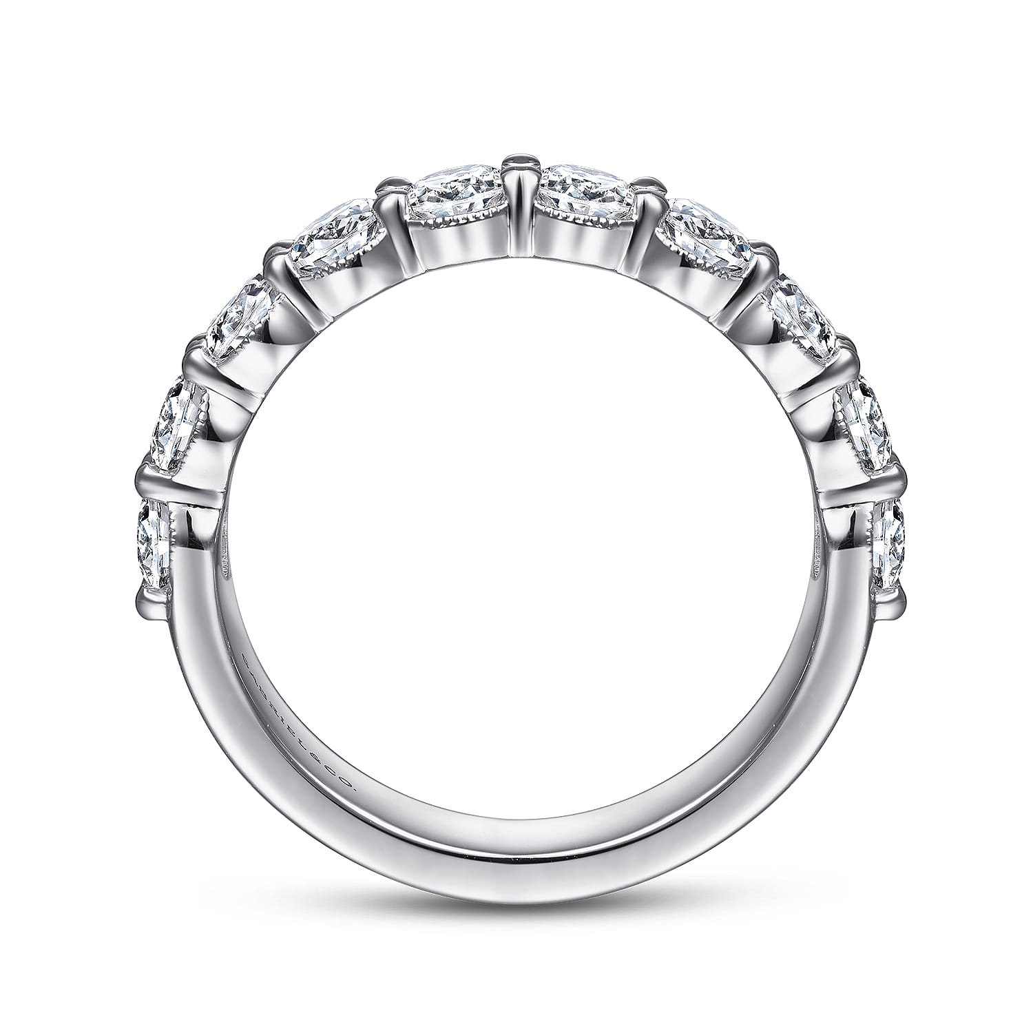 Straight Wedding Ring in 14k White Gold with Round Natural Diamond at Gabriel & Co. - Shot 2