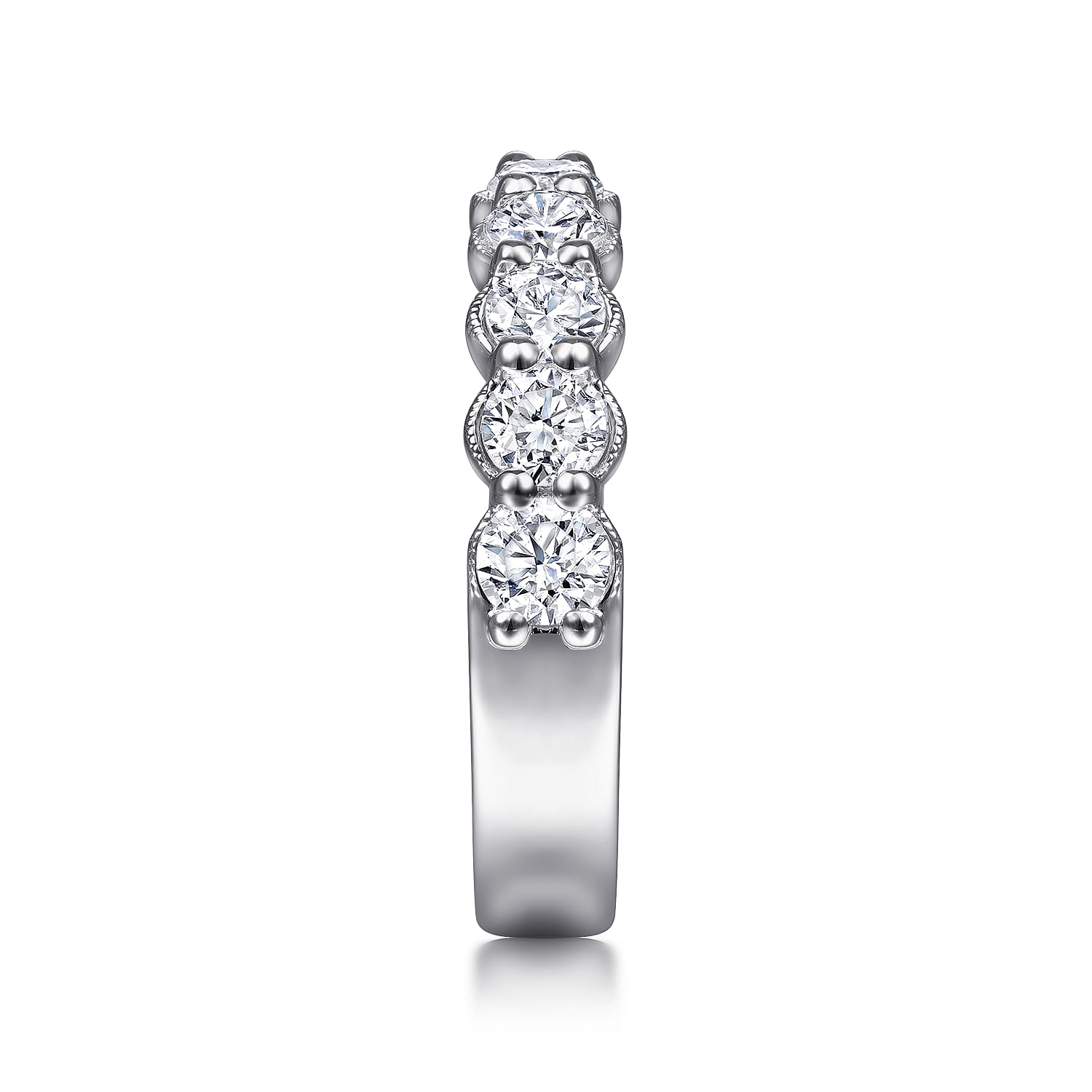 Straight Wedding Ring in 14k White Gold with Round Natural Diamond at Gabriel & Co. - Shot 4