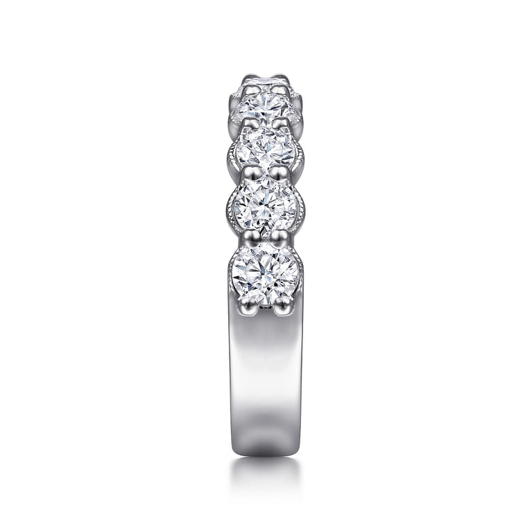 Straight Wedding Ring in 14k White Gold with Round Natural Diamond at Gabriel & Co. - Shot 4