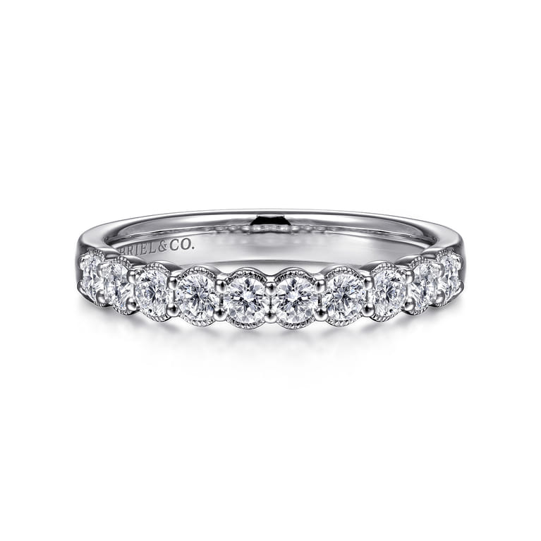 Straight Wedding Ring in 14k White Gold with Round Natural Diamond at Gabriel & Co. - Shot 1