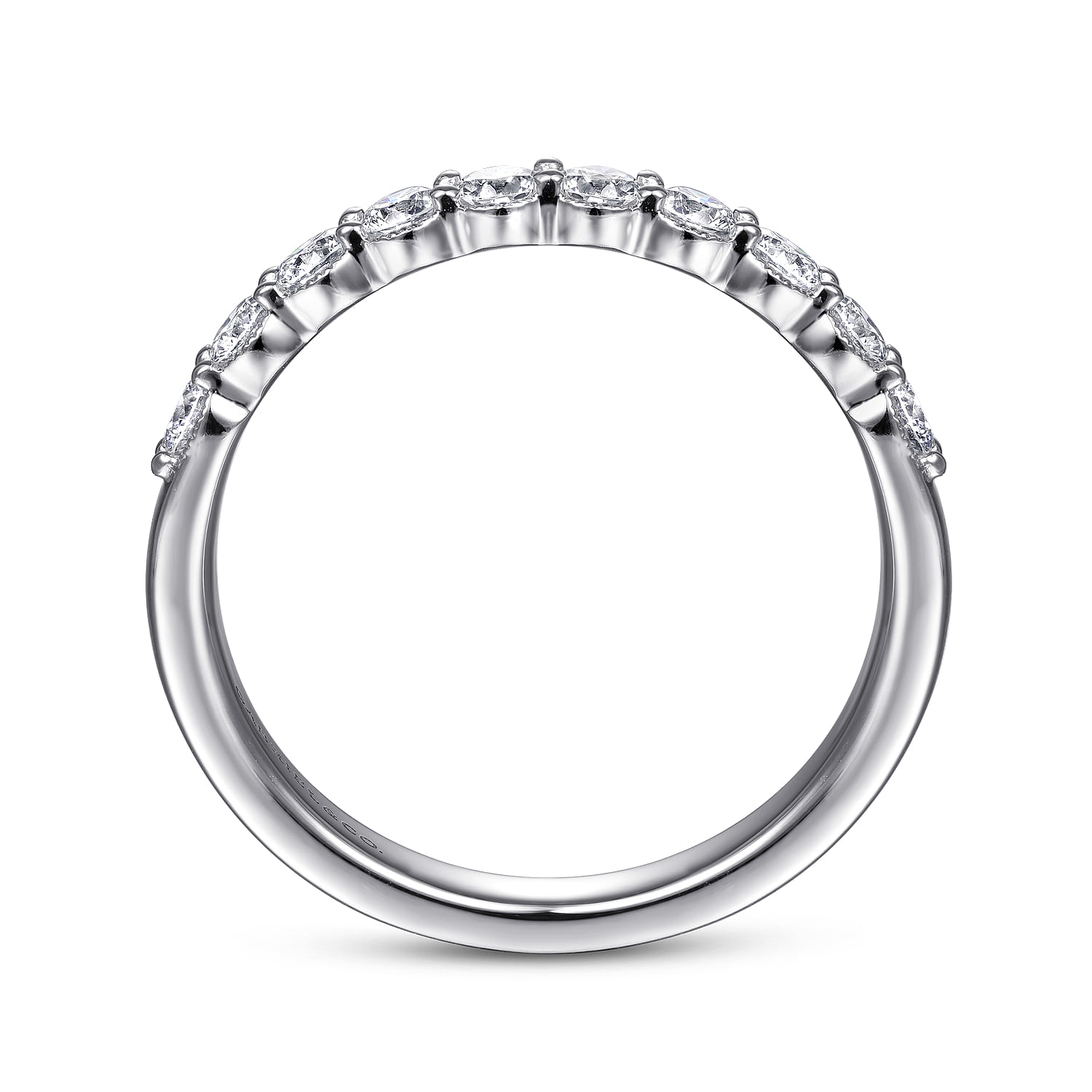 Straight Wedding Ring in 14k White Gold with Round Natural Diamond at Gabriel & Co. - Shot 2
