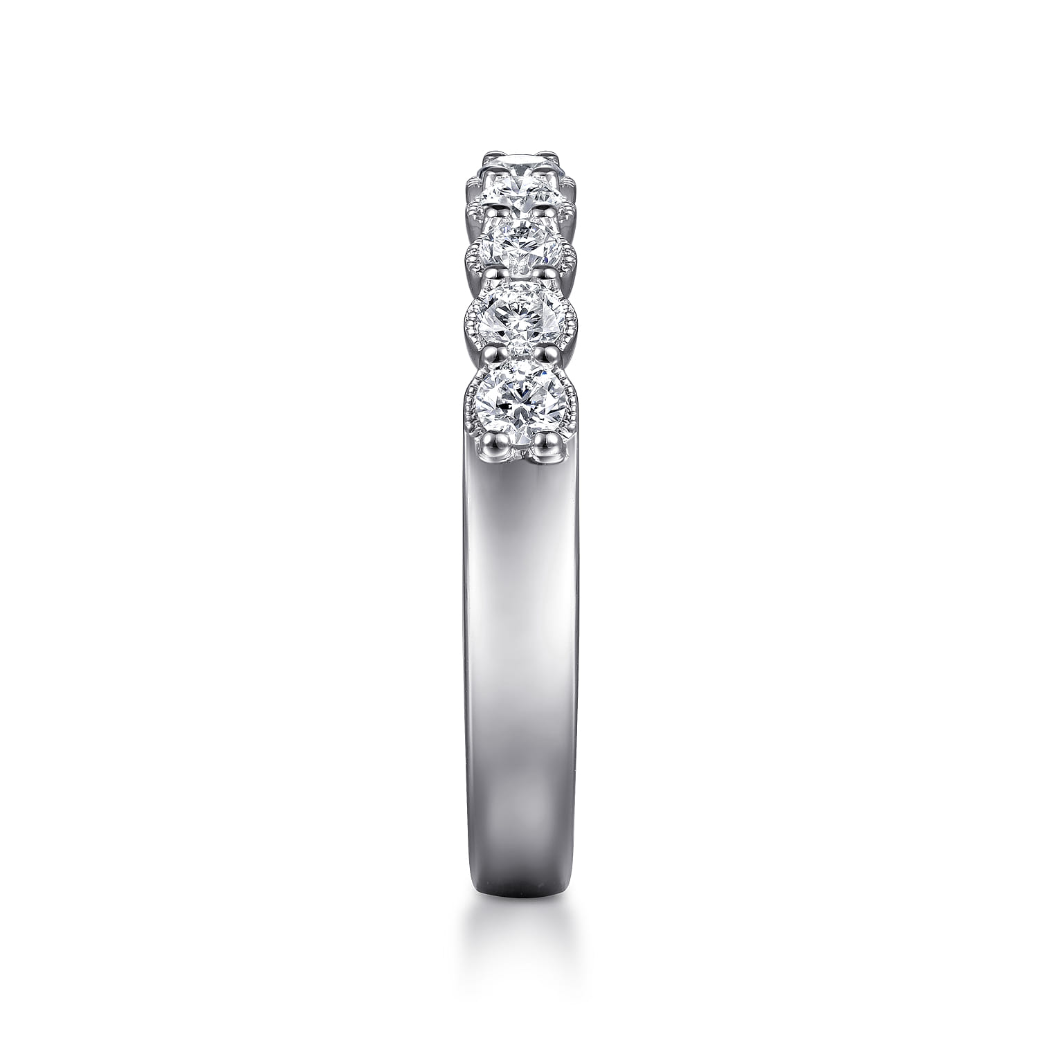 Straight Wedding Ring in 14k White Gold with Round Natural Diamond at Gabriel & Co. - Shot 4